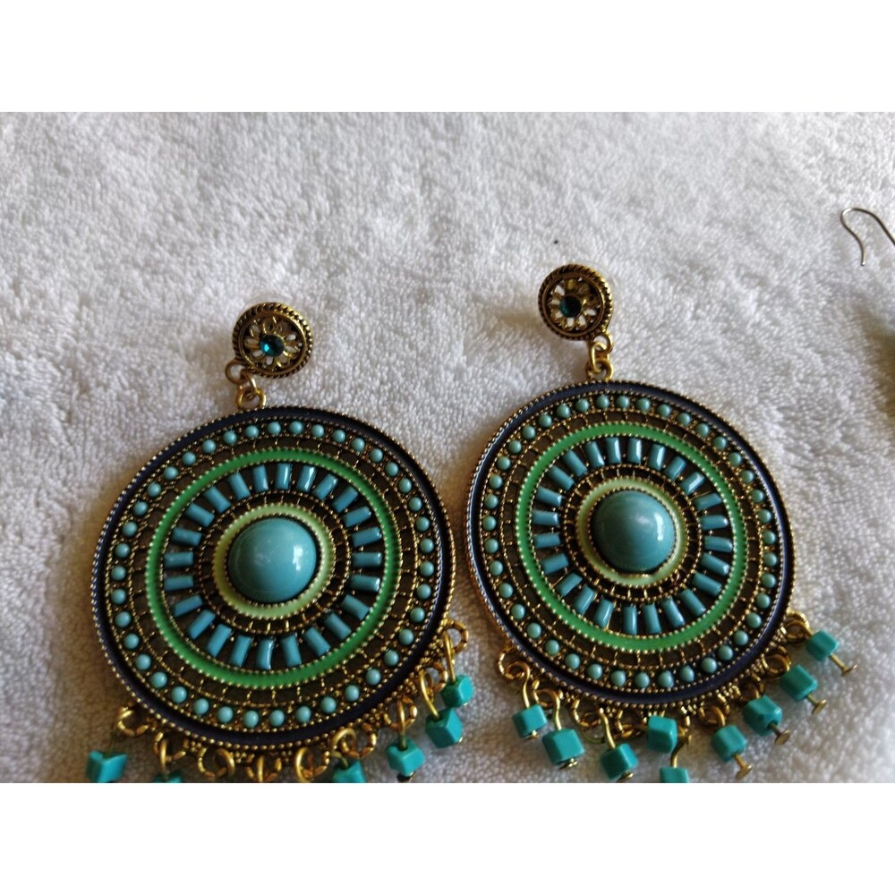 Earring Lot BOHO Seeds Beaded Bohemian Dangle Drop Hoop Chandelier Pierced - Picture 13 of 16